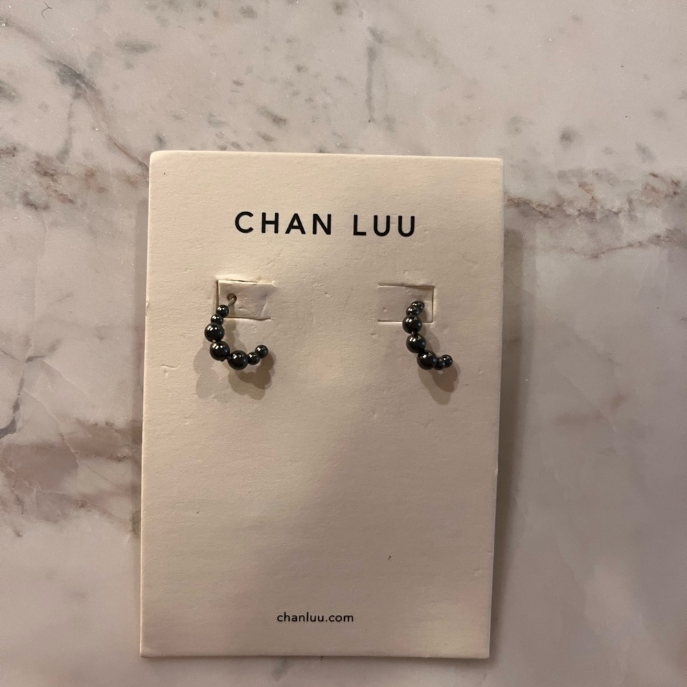 Chan Luu silver hematite small hoop earrings